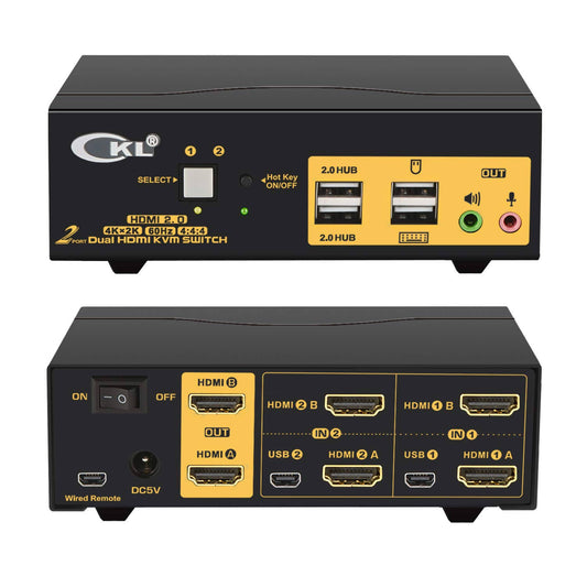 Port Dual Monitor Kvm Switch Hdmi 4k60hz Yuv 4:04:04 With Audio Outputs And Usb 20 Hub Ckl-922hua-2, 2x2 Dual Hdmi Kvm 4k 60hz, 2x2 Hdmi 4k 60hz