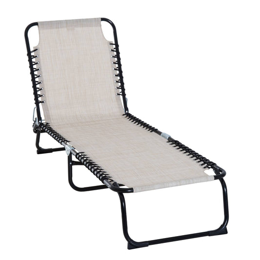 Portable 3 Position Reclining Folding Beach Chaise Lounge Chair Gray
