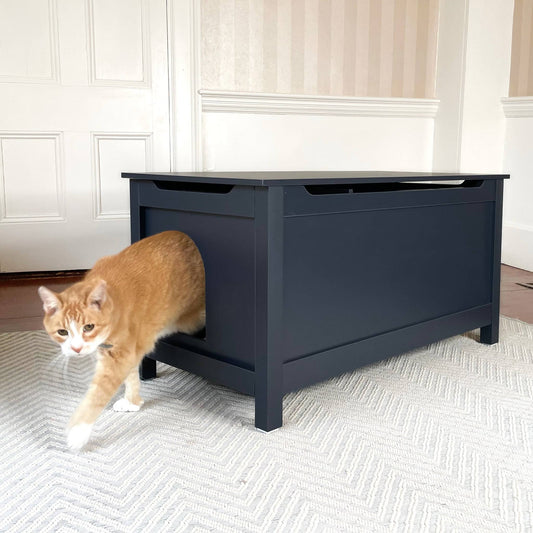 Parker Designer Wood Catbox Furniture Litter Box Enclosure, 36-In, Gray